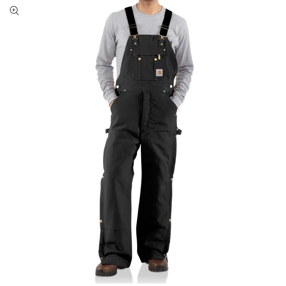NWT Carhartt Black Zip to Thigh Bib Overalls